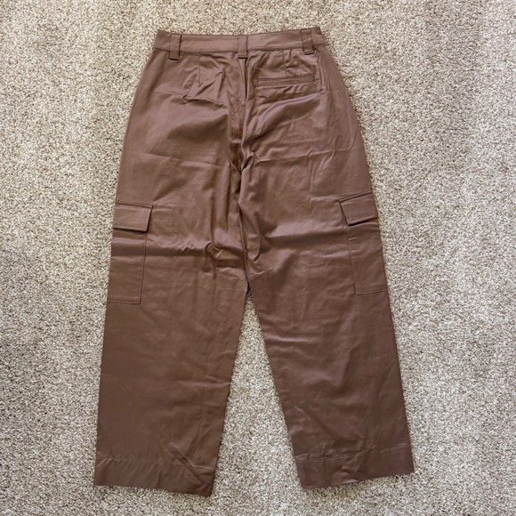 Old Navy Extra High-Rise Wide Leg Cargo Pants Satin Shine Brown Womens 4 NEW - Picture 2 of 10